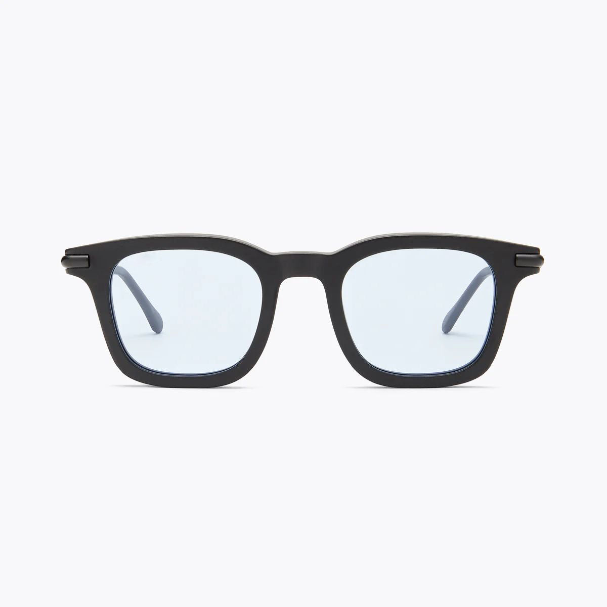 UV GLASSSES Matte Black Square Sunglasses with Light Blue Lenses