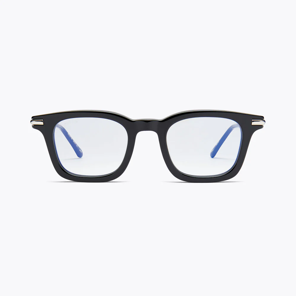 UV GLASSSES Black Square Sunglasses with Blue-Tinted Lenses